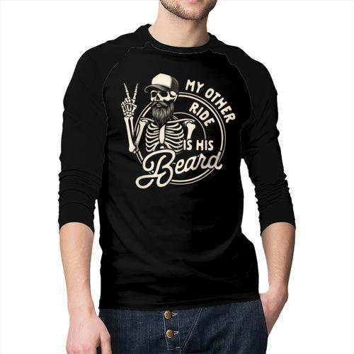 Bearded Dad Daddy Father’s Day My Other Ride Is His Beard Men Baseball Raglan Shirt - Father's Day Fun
