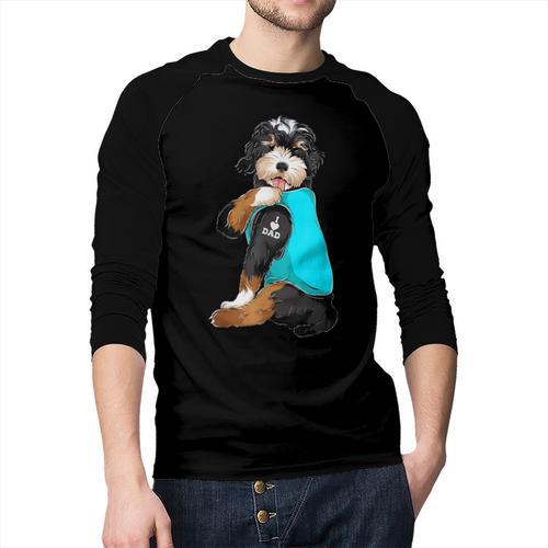Bernedoodle I Love Dad Tattoo Apparel Dog Dad Dads Men Baseball Raglan Shirt - Father's Day Fun