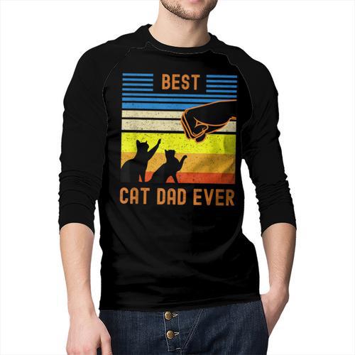 Best Cat Dad Ever Fist Bump For Fur Daddies Men Women Girls Kids Men Baseball Raglan Shirt - Father's Day Fun