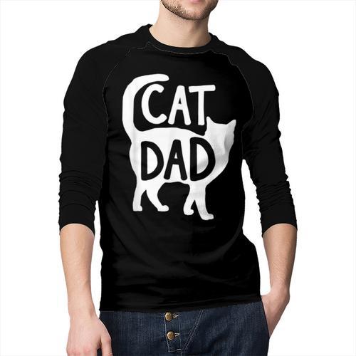 Best Cat Dad Fathers Day Men Kitty Daddy Papa Christmas Meow Men Baseball Raglan Shirt - Father's Day Fun