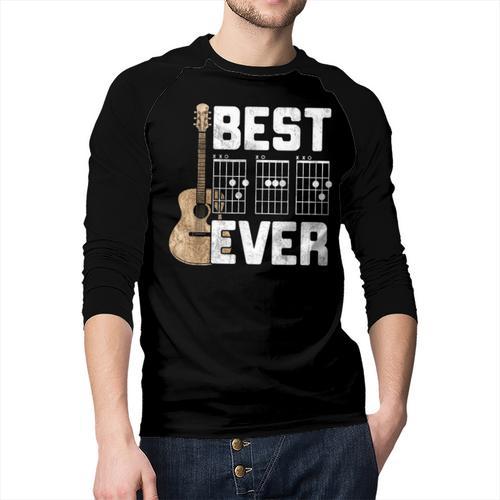 Best Dad Ever Guitarist Father D-A-D Chord Guitar Men Baseball Raglan Shirt - Father's Day Fun