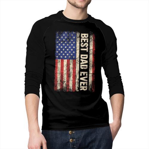 Best Dad Ever US American Flag For Father's Day Men Men Baseball Raglan Shirt - Father's Day Fun