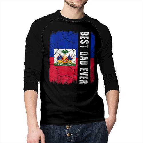 Best Haitian Dad Ever Haiti Daddy Father's Day Men Baseball Raglan Shirt - Father's Day Fun