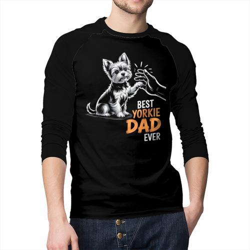 Best Yorkie Dad Ever Dog Yorkie I Love Yorkie Dad Men Baseball Raglan Shirt - Father's Day Fun
