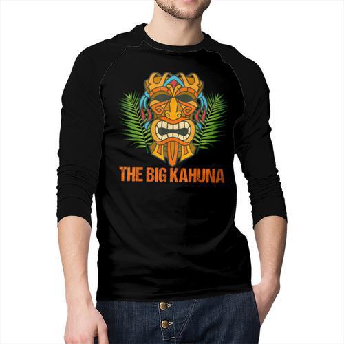 The Big Kahuna Hawaiian Tiki Dad Boss T-Shirt Men Baseball Raglan Shirt - Father's Day Fun