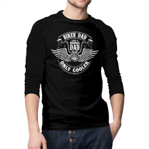 Biker Dad Like A Normal Dad Only Cooler Motorcycle Biker Men Baseball Raglan Shirt - Father's Day Fun