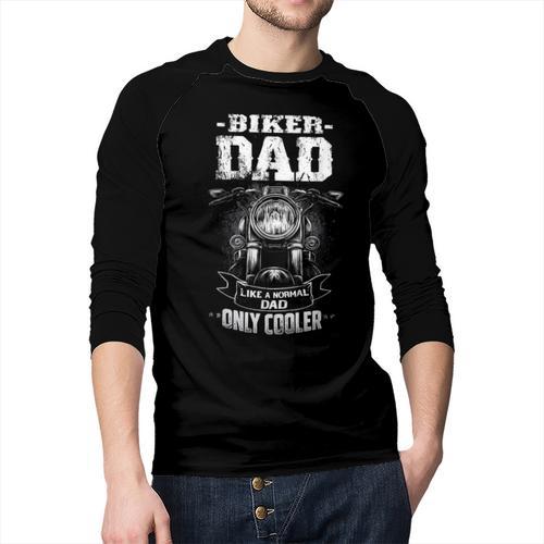 Biker Dad Like a Normal Dad Only Cooler Motorcyclist Men Baseball Raglan Shirt - Father's Day Fun