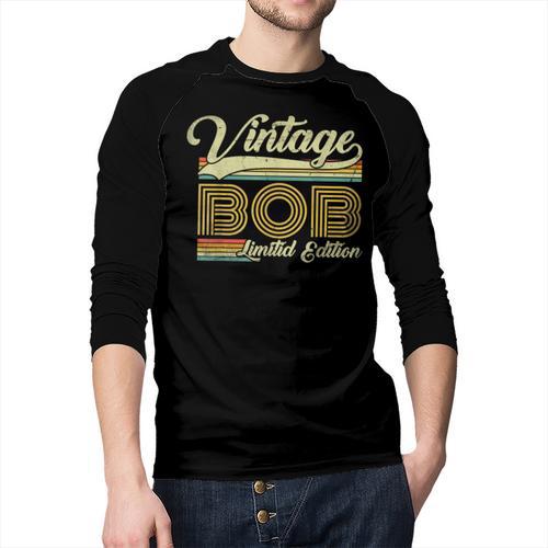 Bob Name Vintage Bob Father's Day Dad Bob Men Baseball Raglan Shirt - Father's Day Fun