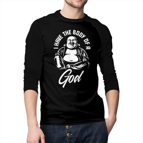 I Have The Body Of A God Buddha Fat Guy And Dad BOD Men Baseball Raglan Shirt - Father's Day Fun