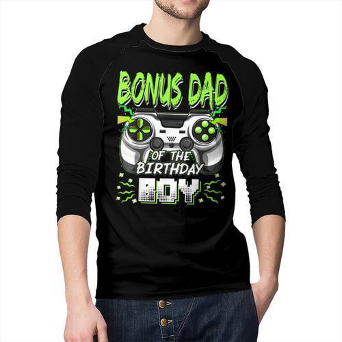 Bonus Dad Of The Birthday Boy Video Game Bday Party Men Baseball Raglan Shirt - Father's Day Fun