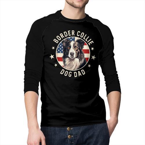 Border Collie Dog Owner For Men Border Collie Dad Men Baseball Raglan Shirt - Father's Day Fun