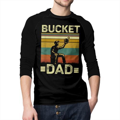 Bucket Dad Softball Dad Baseball Coach Father's Day Men Baseball Raglan Shirt - Father's Day Fun
