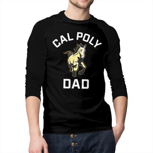 Cal Poly Mustangs Arched Dad Men Baseball Raglan Shirt - Father's Day Fun