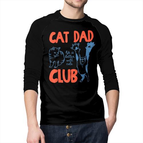 Cat Dad Club Life Is Better With Cats Cat Dad Retro Men Baseball Raglan Shirt - Father's Day Fun