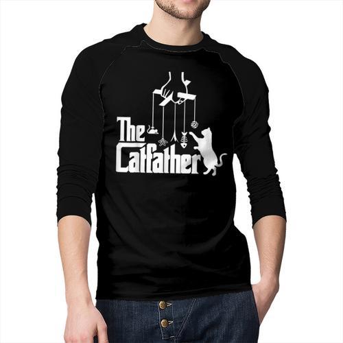 Cat Dad Life The Catfather Fathers Day Vintage Men Baseball Raglan Shirt - Father's Day Fun