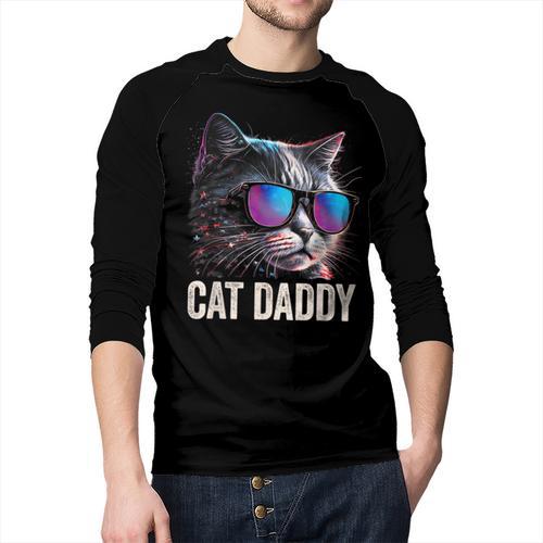 Cat Daddy Shirt Cat Sunglasses Cool Cat Dad Men Father Men Baseball Raglan Shirt - Father's Day Fun