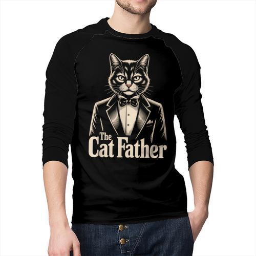 Cat Lover The CatFather Cat Dad Men Baseball Raglan Shirt - Father's Day Fun