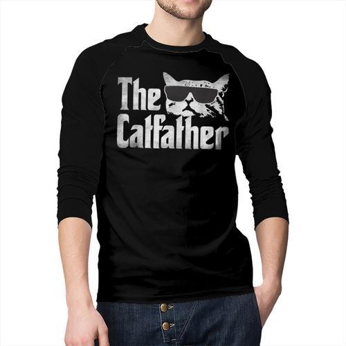 The Catfather Cat Dad Fathers Day Vintage Father's Day Men Baseball Raglan Shirt - Father's Day Fun