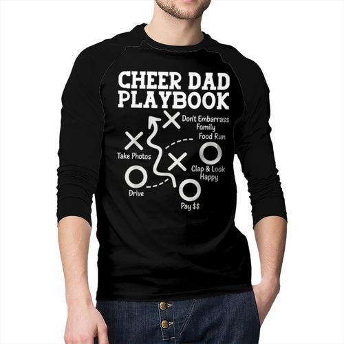 Cheer Dad Cheerleader Playbook Men Baseball Raglan Shirt - Father's Day Fun