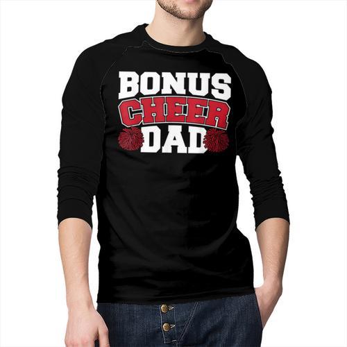 Cheer Stepdad Bonus Cheer Dad Red Men Baseball Raglan Shirt - Father's Day Fun