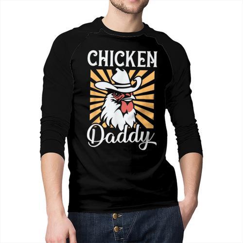 Chicken Daddy Vintage Poultry Farmer Fathers Day Men Baseball Raglan Shirt - Father's Day Fun