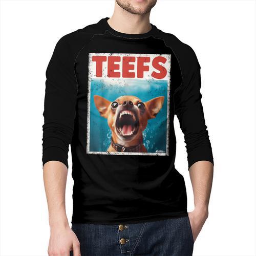 Chihuahua Teefs Top Teeth Chi Jowls Paws Dog Mom Dad Men Baseball Raglan Shirt - Father's Day Fun
