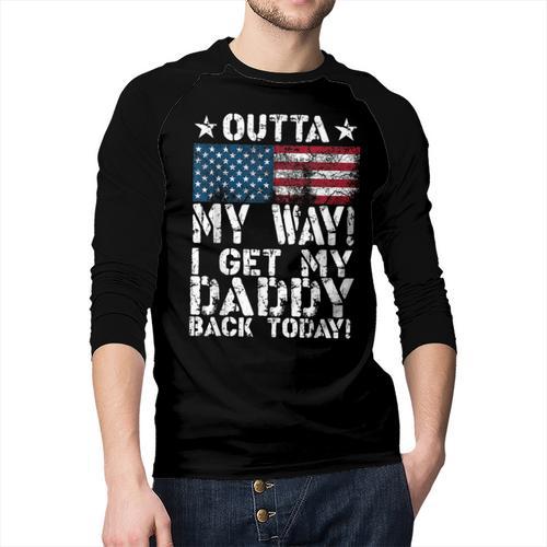 Cool I Get My Daddy Back Today Military Child Small Men Baseball Raglan Shirt - Father's Day Fun