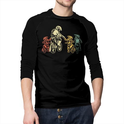 Cool Motocross Dirt Bike Biker Dad & Sons Father's Day Men Baseball Raglan Shirt - Father's Day Fun
