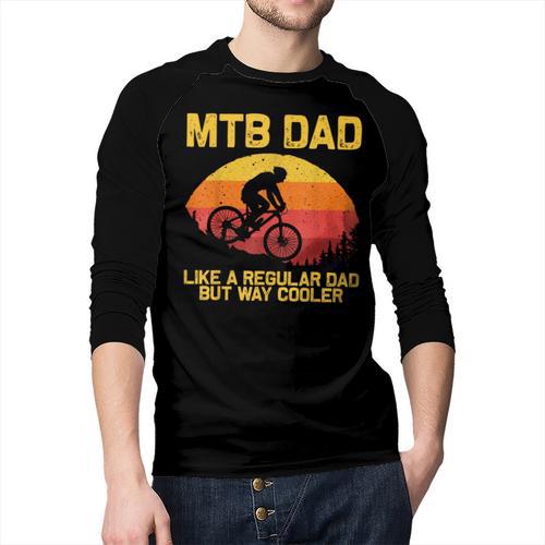 Cool Mountain Biking For Dad Father Biker MTB Bicycle Bike Men Baseball Raglan Shirt - Father's Day Fun