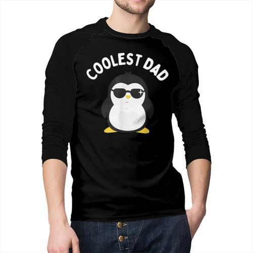 The Coolest Dad Cool Penguin By Dangerous Dad Men Baseball Raglan Shirt - Father's Day Fun