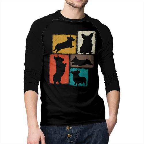 Corgi Dad Mom Vintage Collage Dog Owner Men Baseball Raglan Shirt - Father's Day Fun