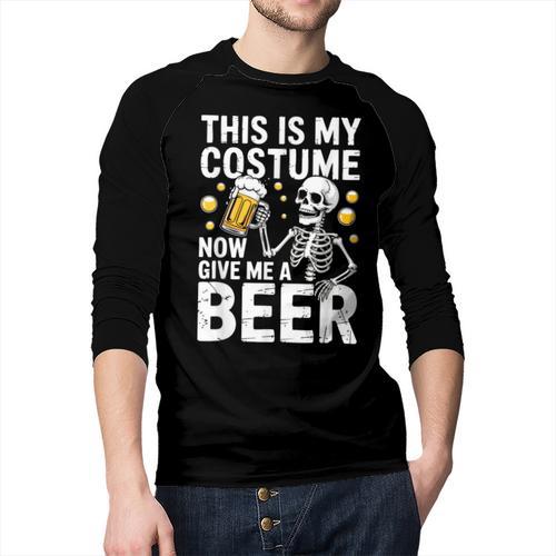 This Is My Costume Give Me A Beer Shirt Men Dad Halloween Men Baseball Raglan Shirt - Father's Day Fun