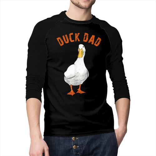 Cute Duck Dad Lover Illustration Duck Owner Men Baseball Raglan Shirt - Father's Day Fun