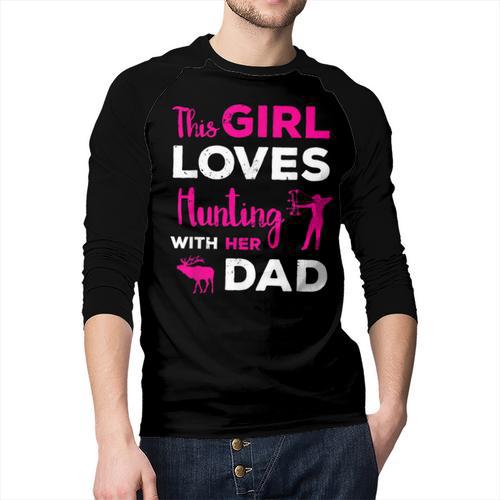 Cute Girls Hunting Dad Daughter Hunting Buddy Hunter Men Baseball Raglan Shirt - Father's Day Fun