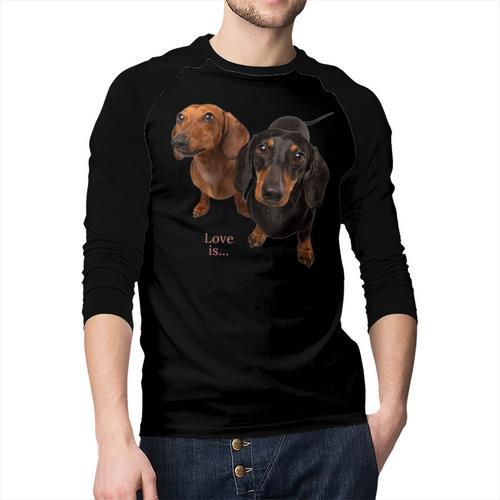 Dachshund Shirt Doxie Mom Dad Love Wiener Dog Puppy Cute Tee Men Baseball Raglan Shirt - Father's Day Fun