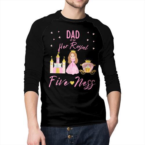 Dad 5th Birthday Her Royal Fiveness Princess Matching Men Baseball Raglan Shirt - Father's Day Fun