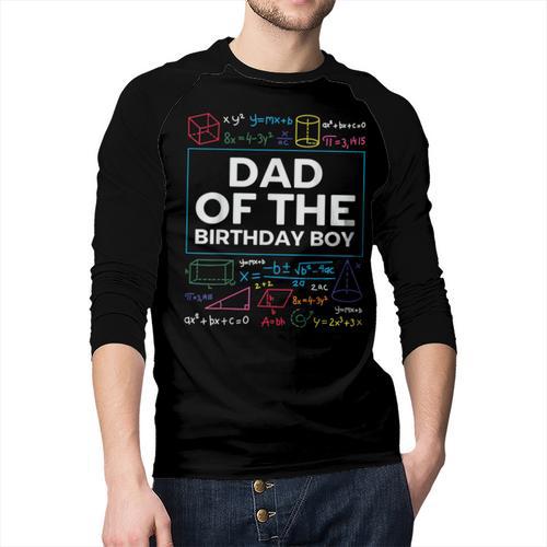 Dad Of The Birthday Boy 10th Birthday Math Party Outfit Men Baseball Raglan Shirt - Father's Day Fun