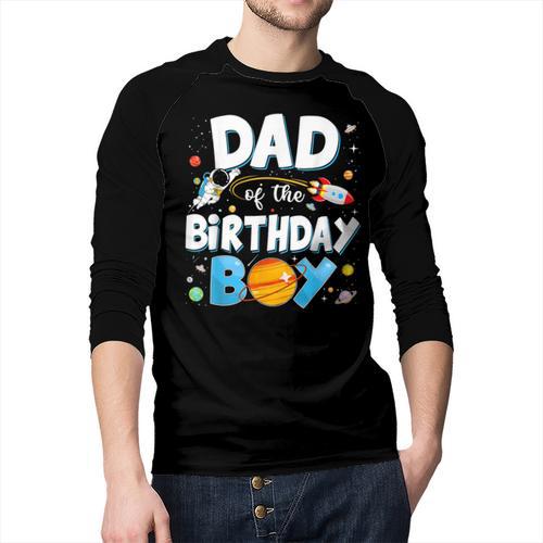Dad Of The Birthday Boy Astronaut Family Space Planets Men Baseball Raglan Shirt - Father's Day Fun