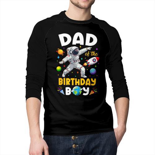 Dad Of The Birthday Boy Astronaut Outer Space Birthday Men Baseball Raglan Shirt - Father's Day Fun