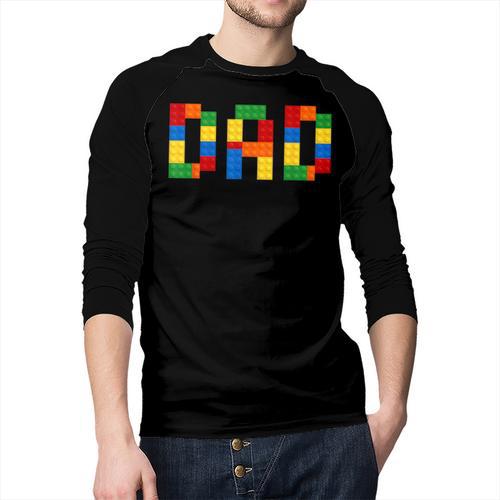 Dad Of The Birthday Boy Building Blocks Bricks Builder Men Baseball Raglan Shirt - Father's Day Fun