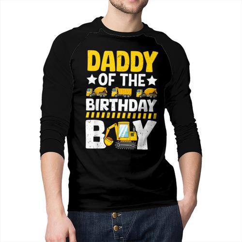 Dad Of The Birthday Boy Construction Theme Party Matching Men Baseball Raglan Shirt - Father's Day Fun