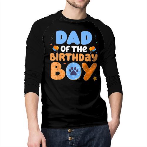 Dad Of The Birthday Boy Dog Lover Family Matching Men Baseball Raglan Shirt - Father's Day Fun