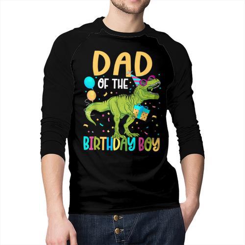 Dad Of The Birthday Boy Family Matching Dinosaur Squad Men Baseball Raglan Shirt - Father's Day Fun