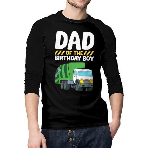 Dad Of The Birthday Boy Garbage Truck Birthday Party Men Baseball Raglan Shirt - Father's Day Fun