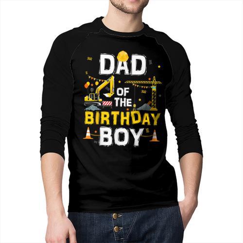 Dad Of The Birthday Boy Matching Construction Crew B-Day Men Baseball Raglan Shirt - Father's Day Fun