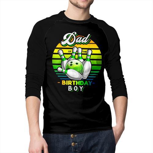 Dad Of The Birthday Boy Matching Family Bowling Birthday Men Baseball Raglan Shirt - Father's Day Fun