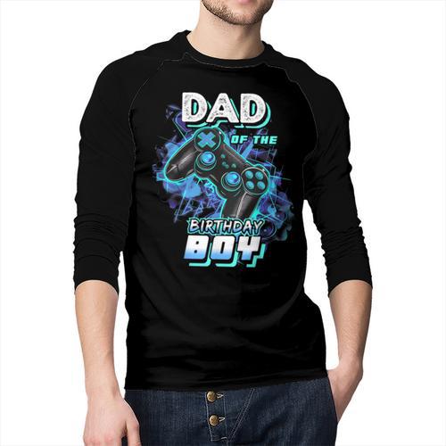 Dad Of The Birthday Boy Matching Video Game Birthday Party Men Baseball Raglan Shirt - Father's Day Fun