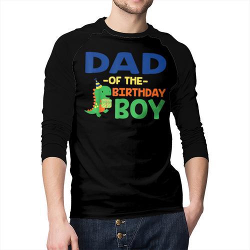 Dad Of The Birthday For Boy Saurus Rex Dinosaur Party Men Baseball Raglan Shirt - Father's Day Fun