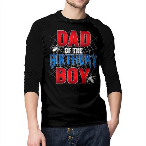 Dad Of The Birthday Boy Spider Web Birthday Party Matching Men Baseball Raglan Shirt - Father's Day Fun