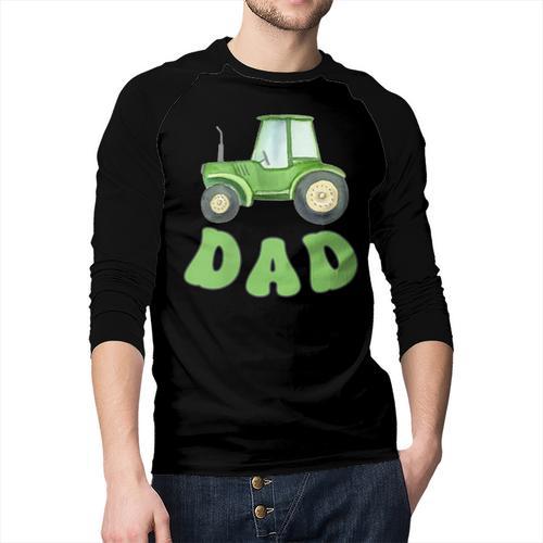 Dad Of The Birthday Boy Tractor Farm Trucks Family Party Men Baseball Raglan Shirt - Father's Day Fun